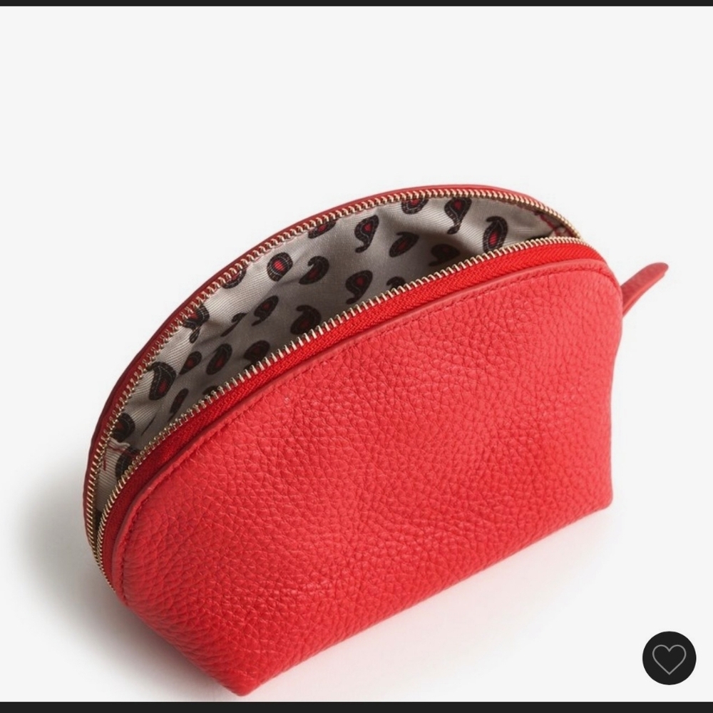 Vera Bradley Goji Berry Red Leather Mini Dome Cosmetic Case